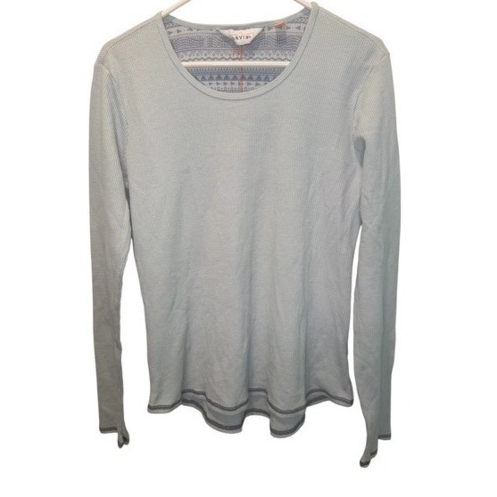 Orvis Womens Light Blue Trout Bum Waffle Knit Thermal Long Sleeve Top S NEW